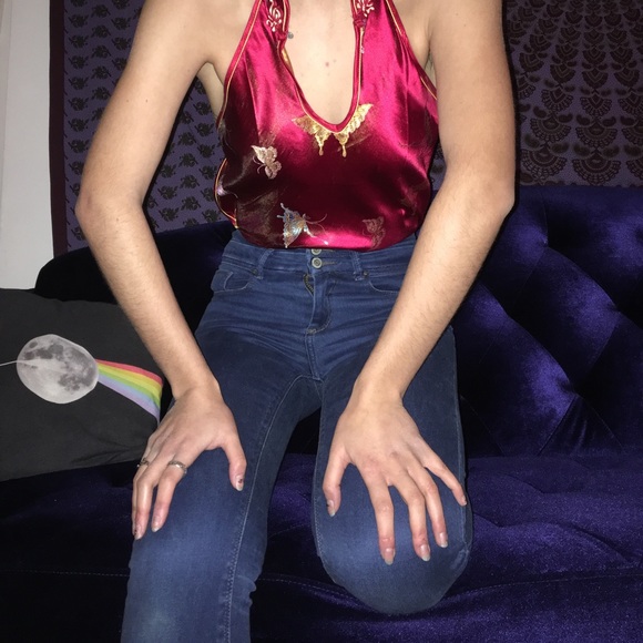 Dyed indigo high-waisted Topshop skinny jeans - Picture 4 of 6